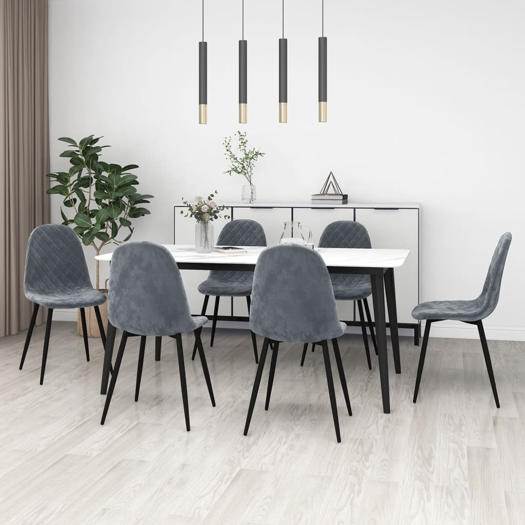 Eetkamerstoelen 6 st fluweel donkergrijs is nu te koop bij PeponiXL, paradijselijk wonen!