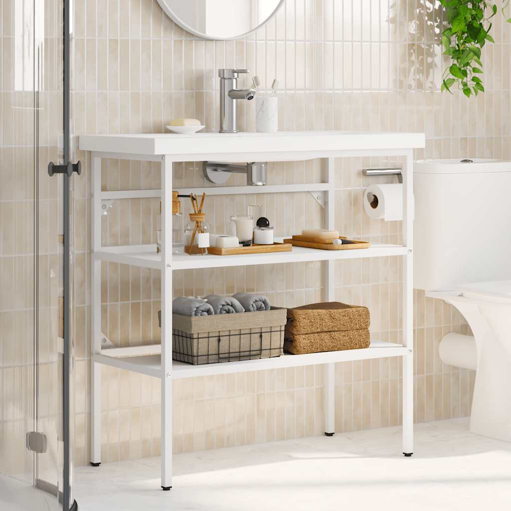 Wastafelframe 79x38x83 cm ijzer wit is nu te koop bij PeponiXL, paradijselijk wonen!
