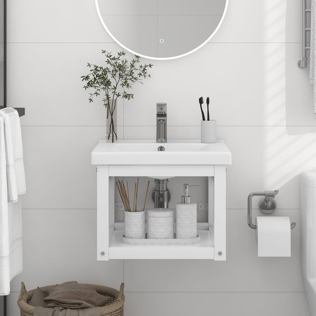 Wastafelframe wandgemonteerd 40x38x31 cm ijzer wit is nu te koop bij PeponiXL, paradijselijk wonen!