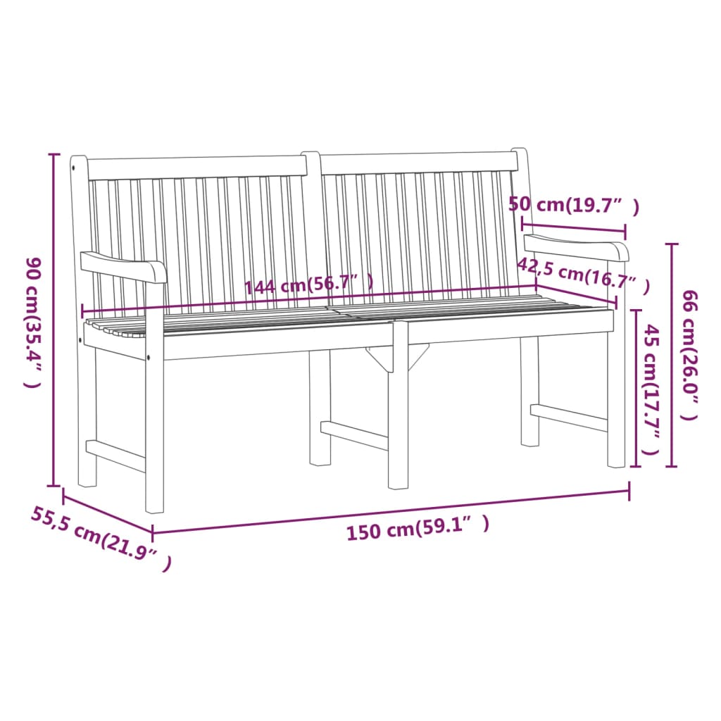 Tuinbanken 1-Aantal zitplaatsen 150 x 55,5 x 90 cm is nu te koop bij PeponiXL, paradijselijk wonen!
