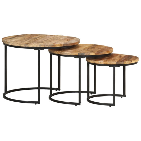 3-delige Tafeltjesset ruw mangohout is nu te koop bij PeponiXL, paradijselijk wonen!
