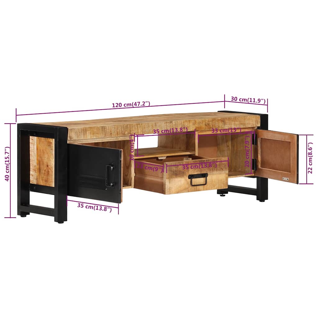 Tv-meubel 120x30x40 cm massief mangohout is nu te koop bij PeponiXL, paradijselijk wonen!