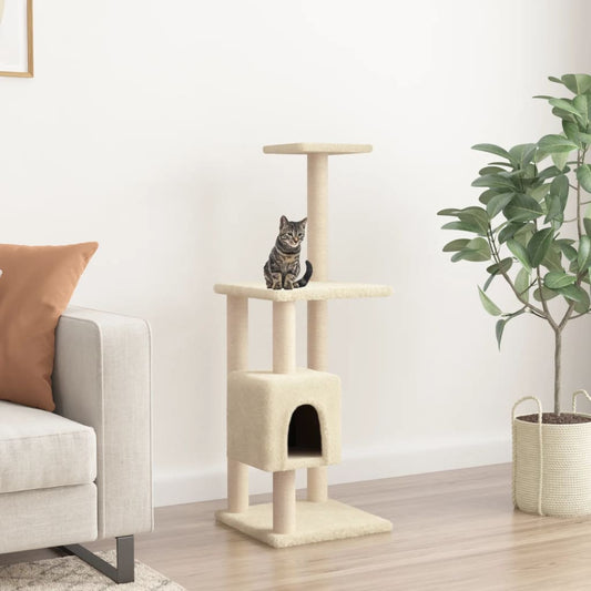 Kattenkrabpaal met sisal krabpalen 104 cm crèmekleurig is nu te koop bij PeponiXL, paradijselijk wonen!
