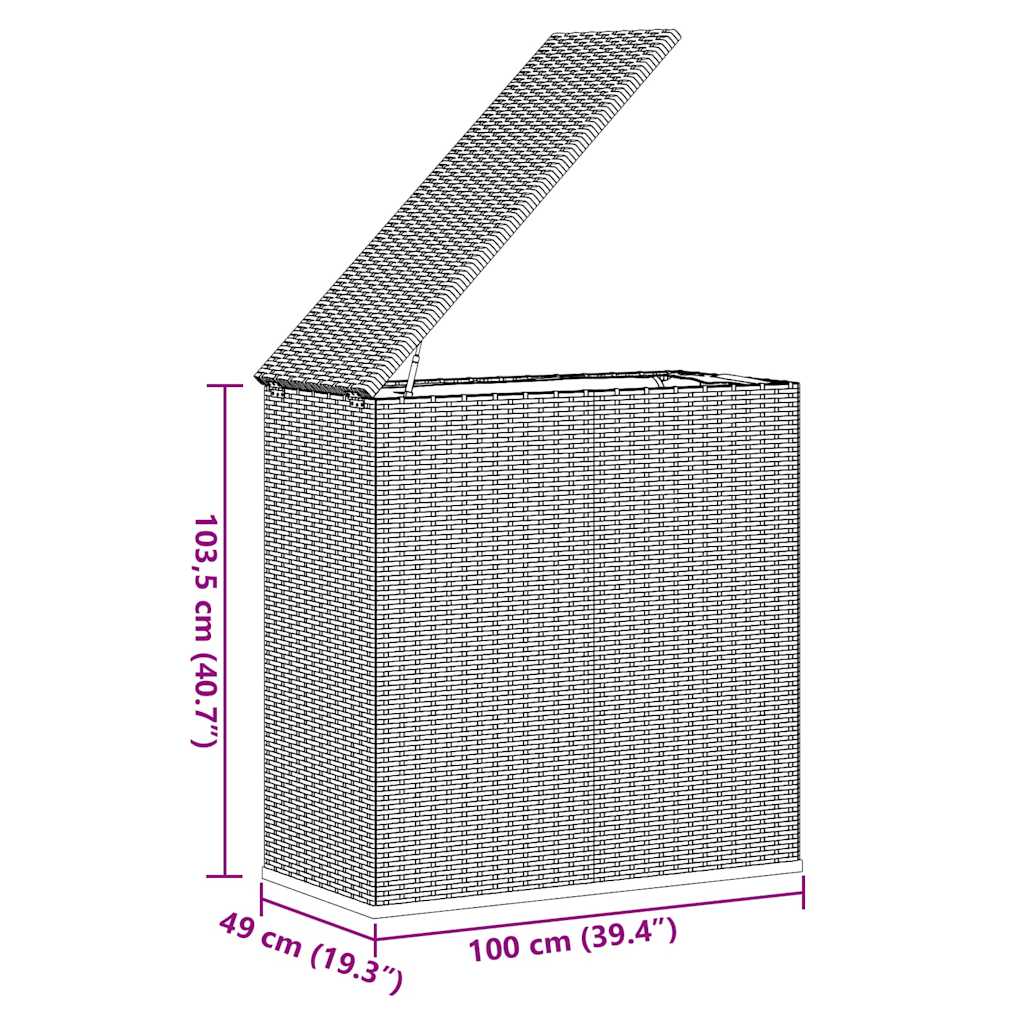 Tuinbox 100x49x103,5 cm polyetheen rattan zwart is nu te koop bij PeponiXL, paradijselijk wonen!