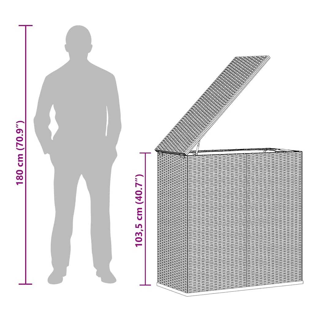 Tuinbox 100x49x103,5 cm polyetheen rattan zwart is nu te koop bij PeponiXL, paradijselijk wonen!