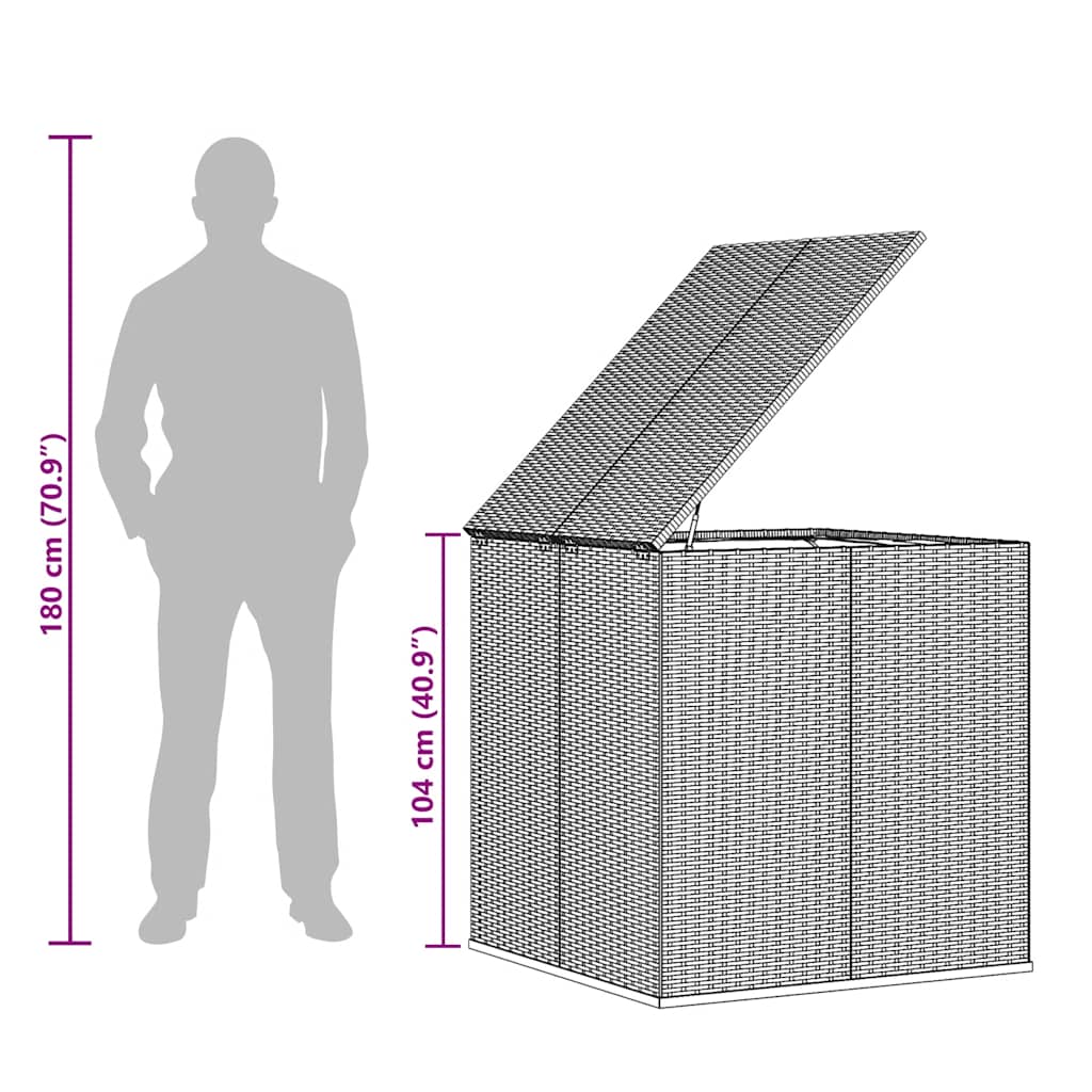 Tuinbox 100x97,5x104 cm polyetheen rattan grijs is nu te koop bij PeponiXL, paradijselijk wonen!