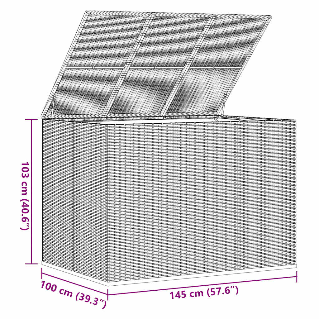 Tuinbox 145x100x103 cm polyetheen rattan bruin is nu te koop bij PeponiXL, paradijselijk wonen!