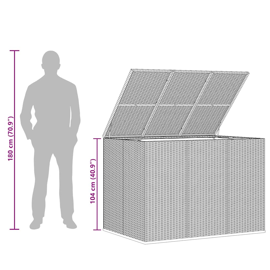 Tuinbox 145x100x103 cm polyetheen rattan grijs is nu te koop bij PeponiXL, paradijselijk wonen!