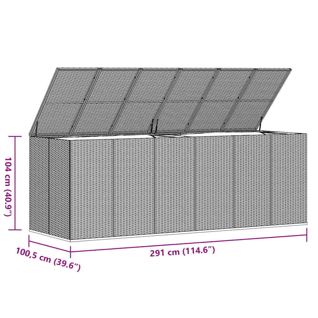 Tuinbox 291x100,5x104 cm polyetheen rattan grijs is nu te koop bij PeponiXL, paradijselijk wonen!