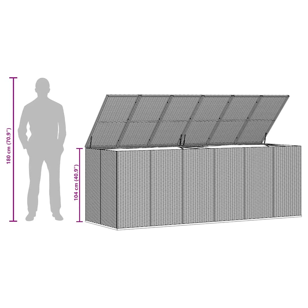 Tuinbox 291x100,5x104 cm polyetheen rattan grijs is nu te koop bij PeponiXL, paradijselijk wonen!