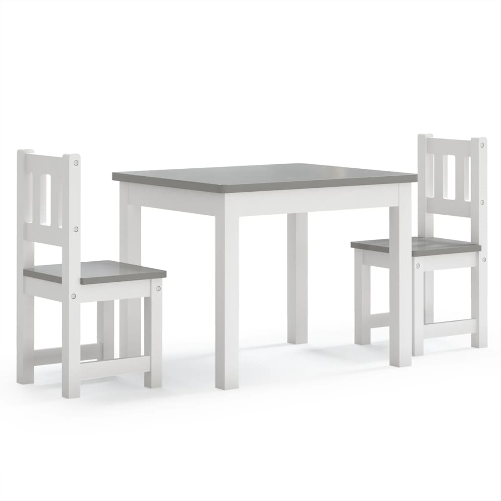 3-delige Kindertafel- en stoelenset MDF wit en grijs is nu te koop bij PeponiXL, paradijselijk wonen!