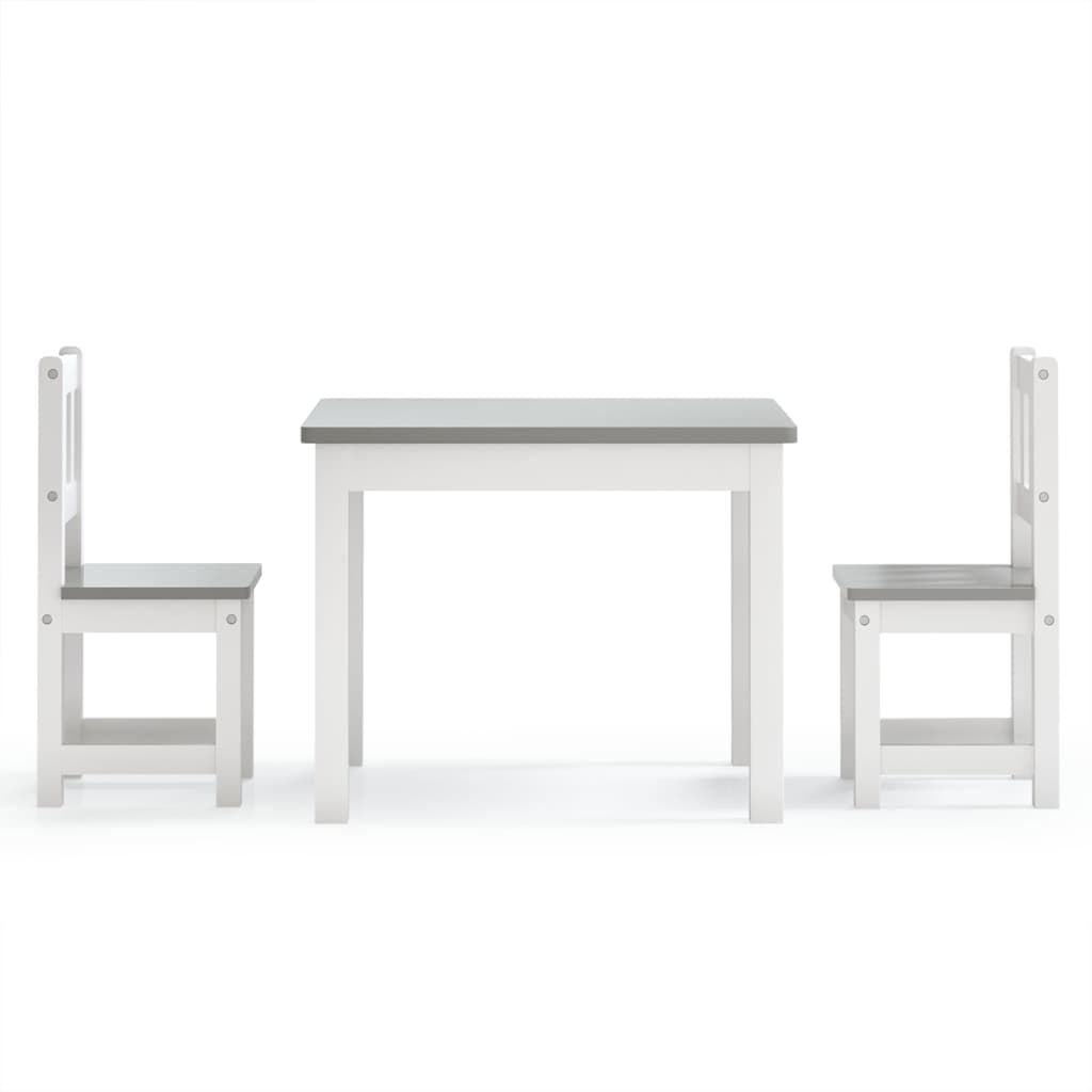3-delige Kindertafel- en stoelenset MDF wit en grijs is nu te koop bij PeponiXL, paradijselijk wonen!