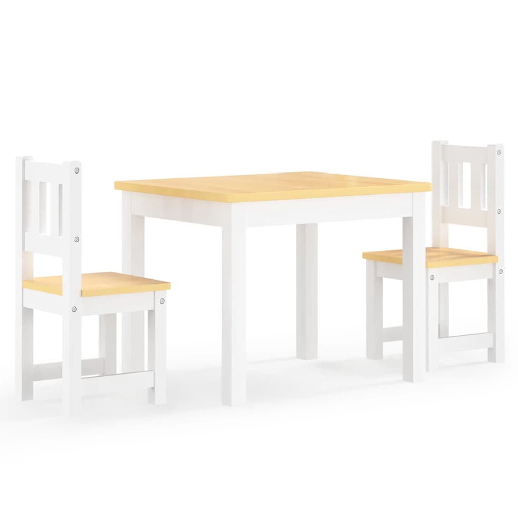 3-delige Kindertafel- en stoelenset MDF wit en grijs is nu te koop bij PeponiXL, paradijselijk wonen!