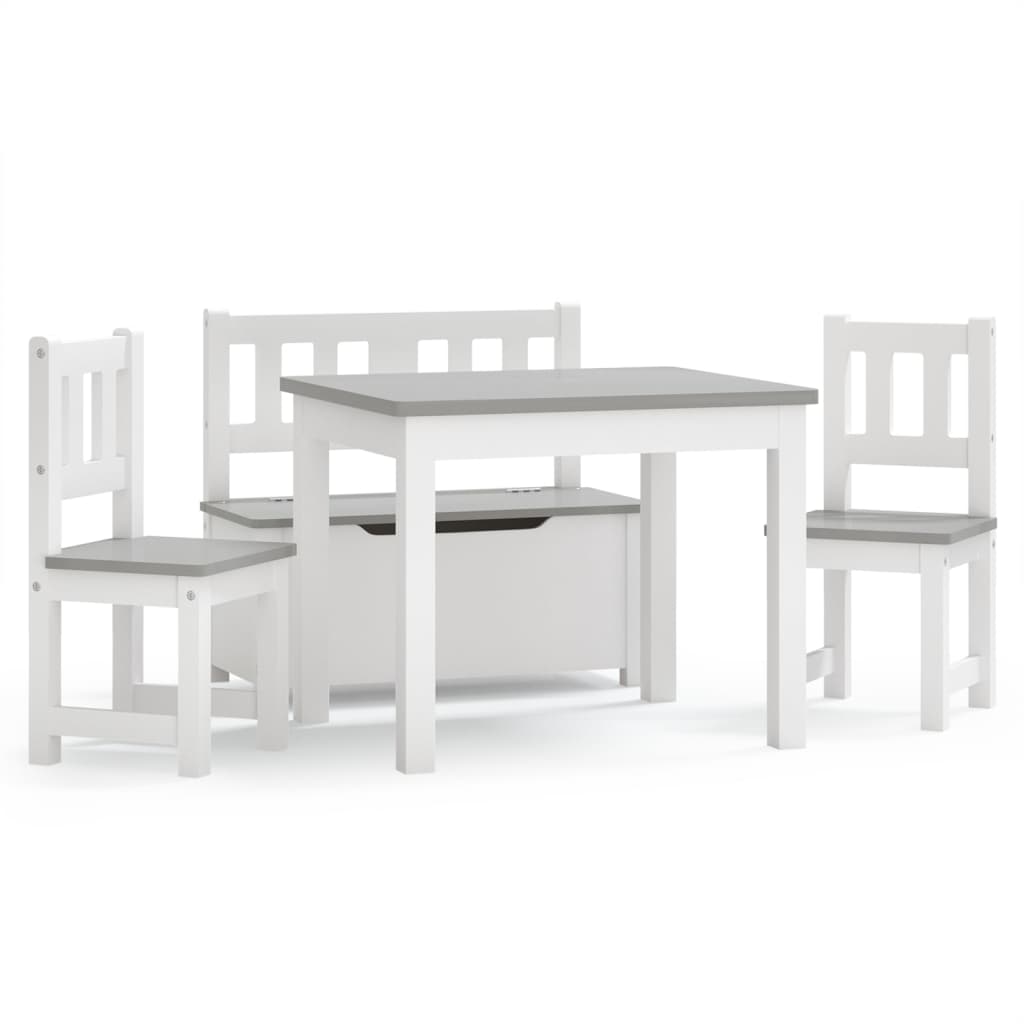 3-delige Kindertafel- en stoelenset MDF wit en grijs is nu te koop bij PeponiXL, paradijselijk wonen!