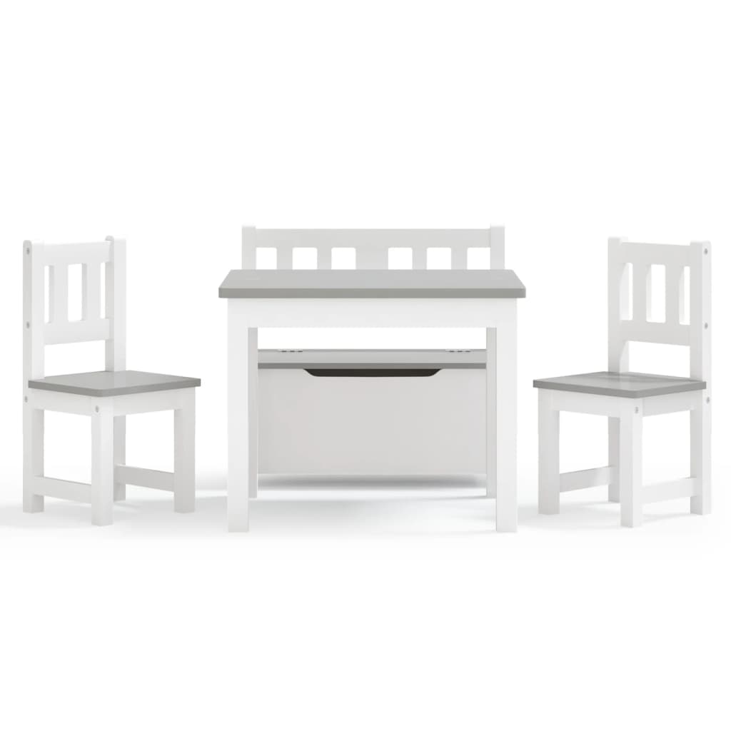 3-delige Kindertafel- en stoelenset MDF wit en grijs is nu te koop bij PeponiXL, paradijselijk wonen!