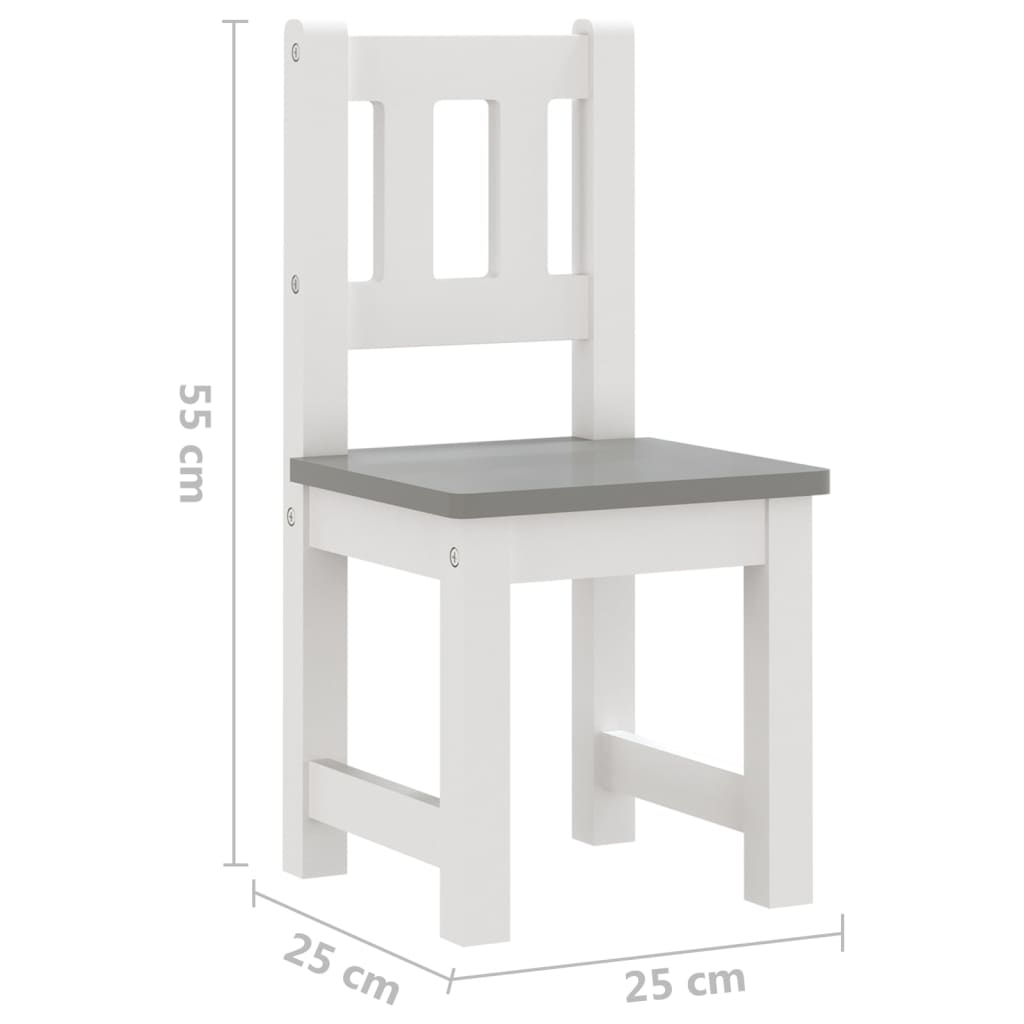 3-delige Kindertafel- en stoelenset MDF wit en grijs is nu te koop bij PeponiXL, paradijselijk wonen!