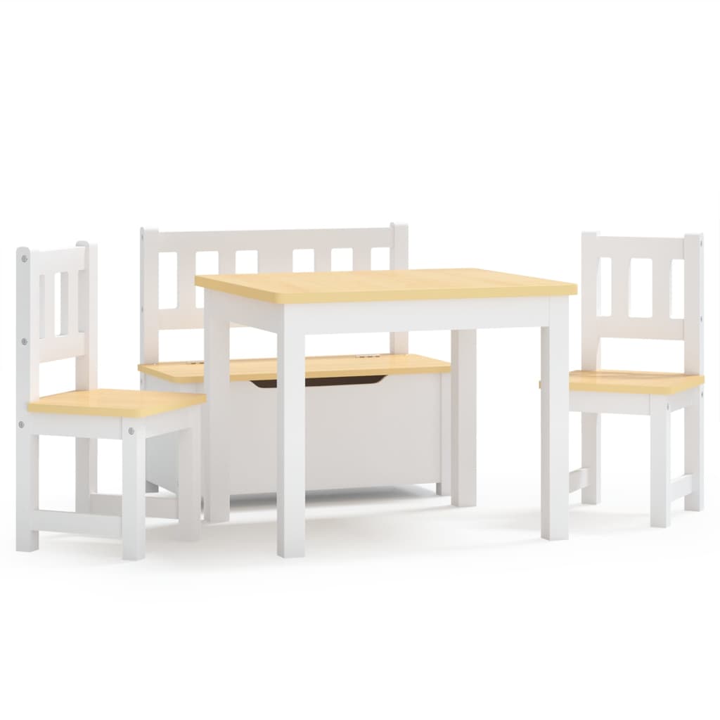 4-delige Kindertafel- en stoelenset MDF wit en beige is nu te koop bij PeponiXL, paradijselijk wonen!