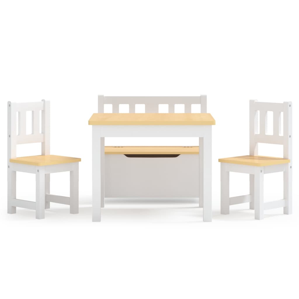 4-delige Kindertafel- en stoelenset MDF wit en beige is nu te koop bij PeponiXL, paradijselijk wonen!