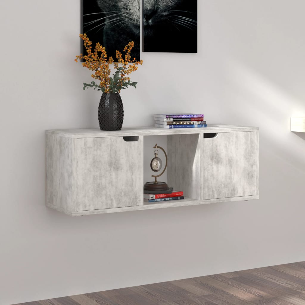 Tv-meubel 88,5x27,5x30,5 cm bewerkt hout betongrijs is nu te koop bij PeponiXL, paradijselijk wonen!