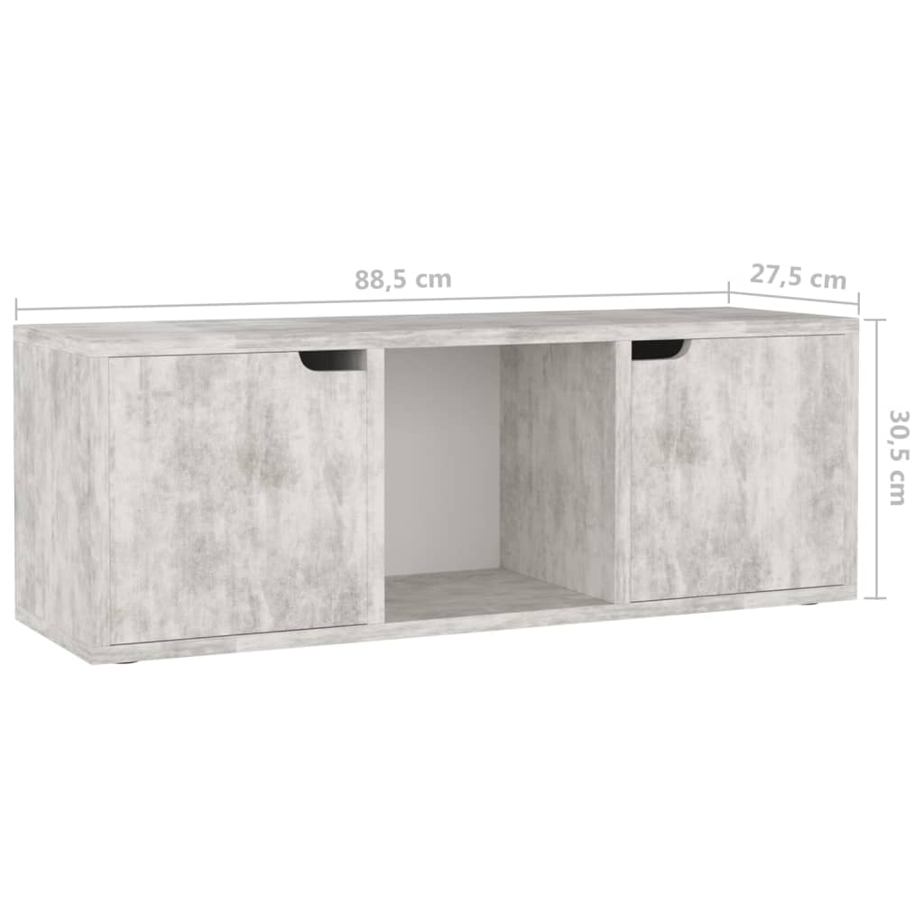 Tv-meubel 88,5x27,5x30,5 cm bewerkt hout betongrijs is nu te koop bij PeponiXL, paradijselijk wonen!