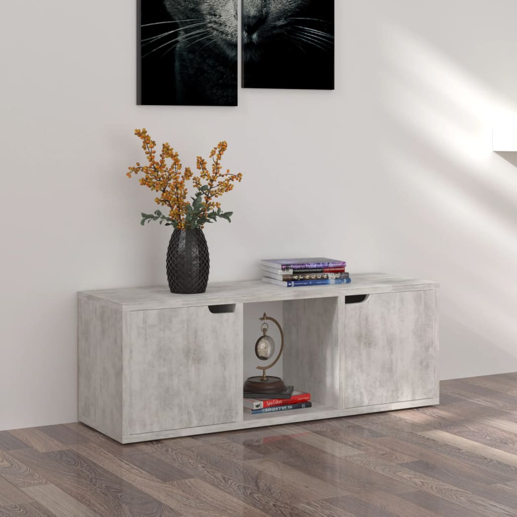 Tv-meubel 88,5x27,5x30,5 cm bewerkt hout betongrijs is nu te koop bij PeponiXL, paradijselijk wonen!