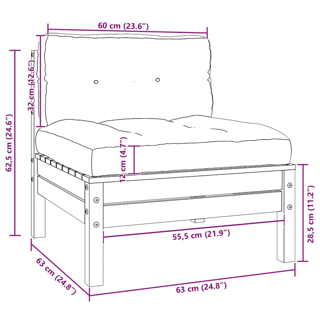 Tuinmiddenbank met antracietkleurige kussens grenenhout grijs is nu te koop bij PeponiXL, paradijselijk wonen!
