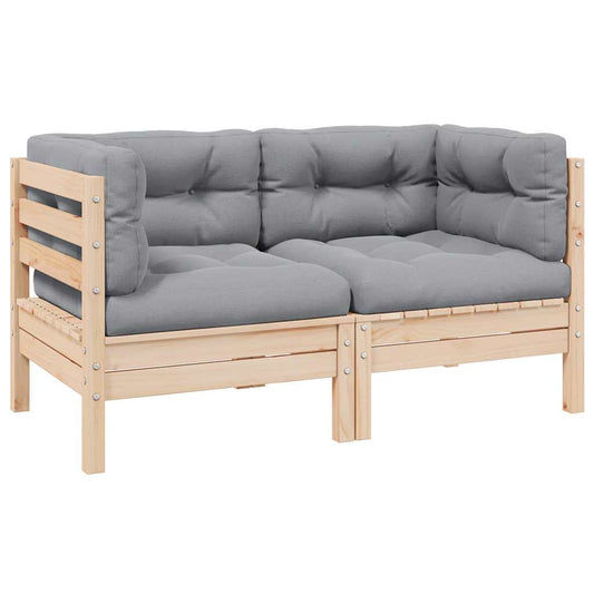 Tuinbank 2-zits met grijze kussens massief grenenhout is nu te koop bij PeponiXL, paradijselijk wonen!