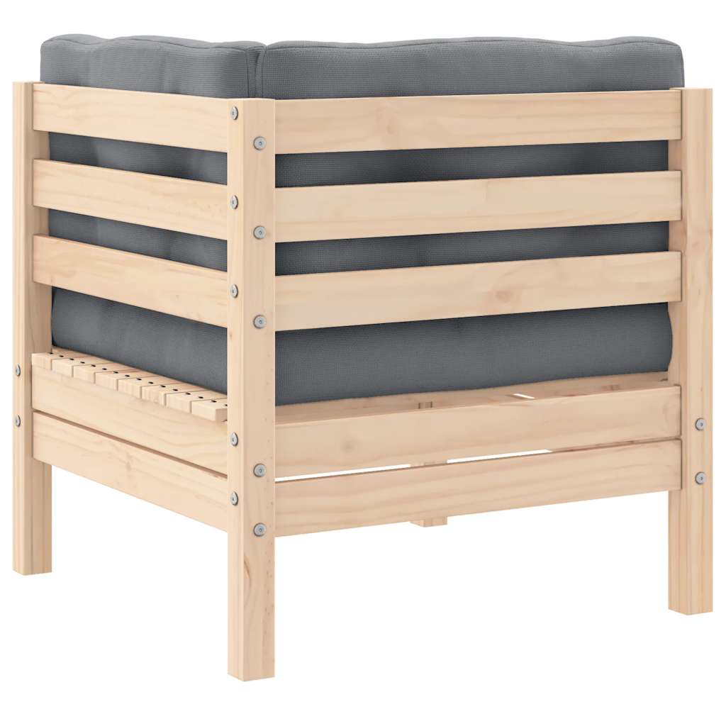 Tuinbank 2-zits met grijze kussens massief grenenhout is nu te koop bij PeponiXL, paradijselijk wonen!