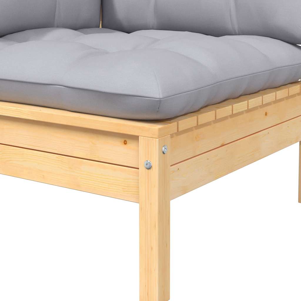 Tuinbank 2-zits met grijze kussens massief grenenhout is nu te koop bij PeponiXL, paradijselijk wonen!
