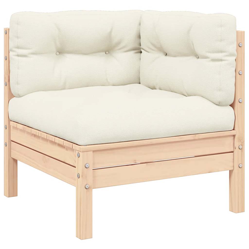 Tuinbank 2-zits met crèmekleurige kussens massief grenenhout is nu te koop bij PeponiXL, paradijselijk wonen!
