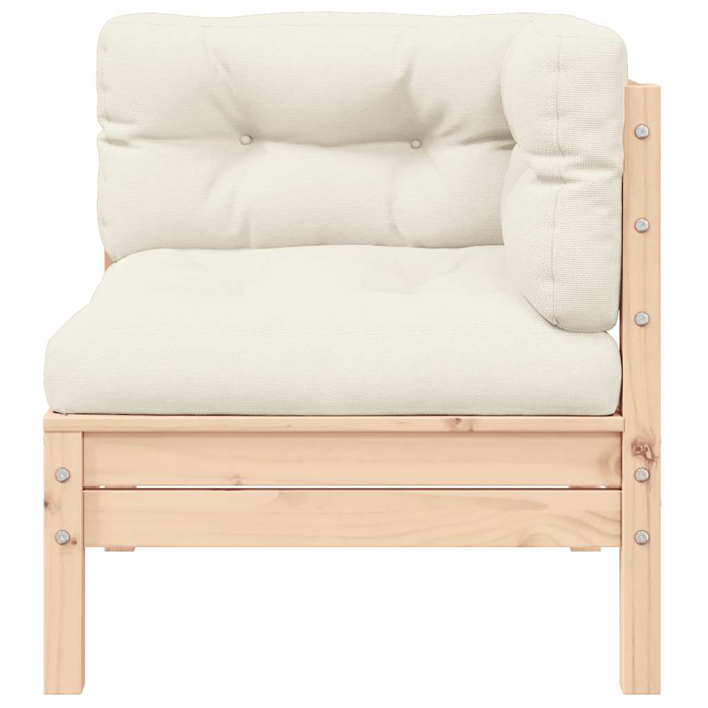 Tuinbank 2-zits met crèmekleurige kussens massief grenenhout is nu te koop bij PeponiXL, paradijselijk wonen!