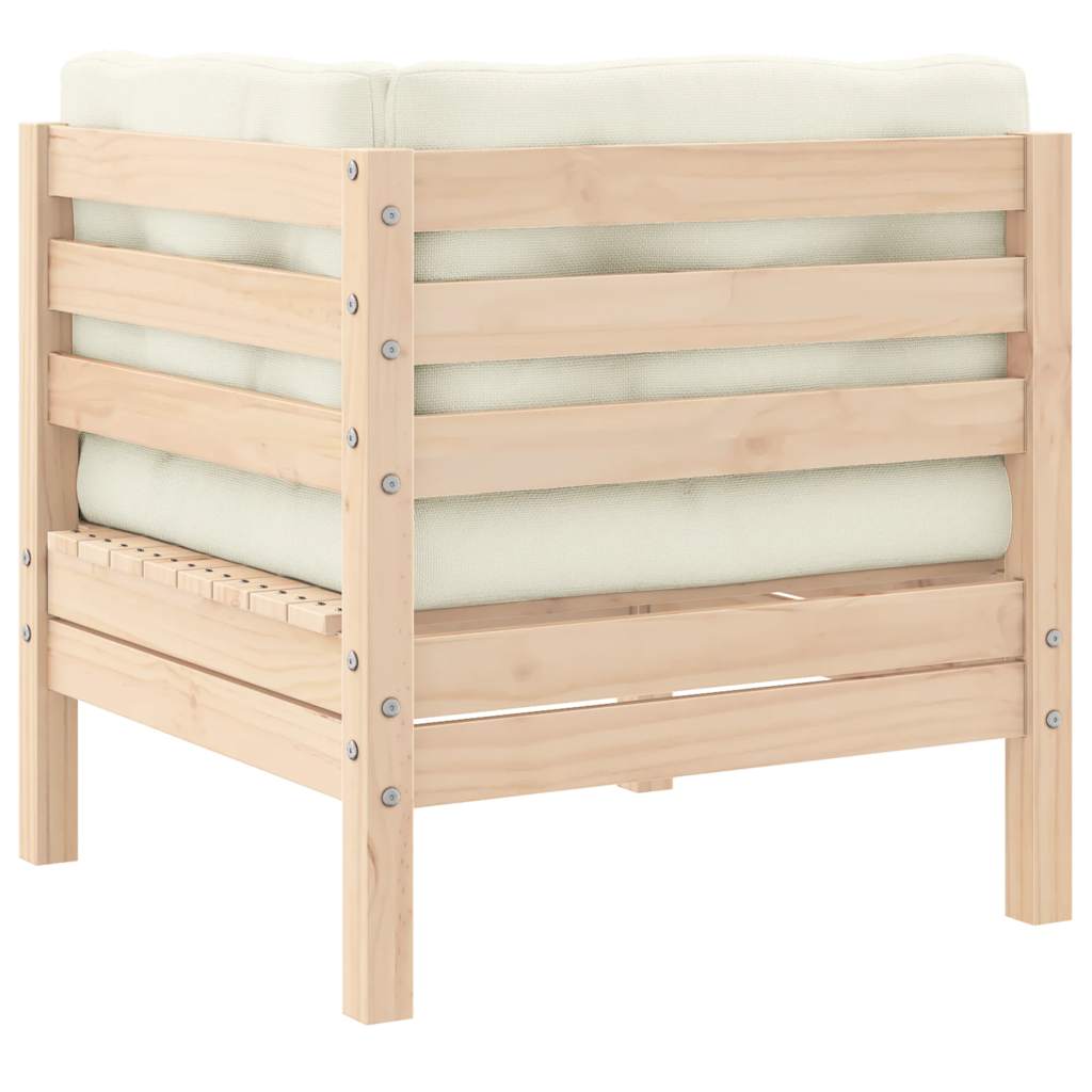 Tuinbank 2-zits met crèmekleurige kussens massief grenenhout is nu te koop bij PeponiXL, paradijselijk wonen!