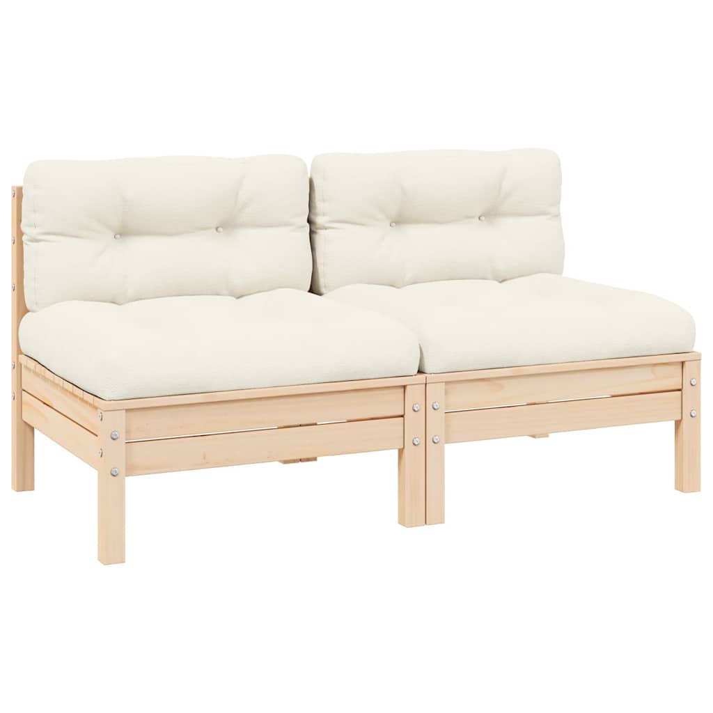 Tuinbank 2-zits met crèmekleurige kussens massief grenenhout is nu te koop bij PeponiXL, paradijselijk wonen!