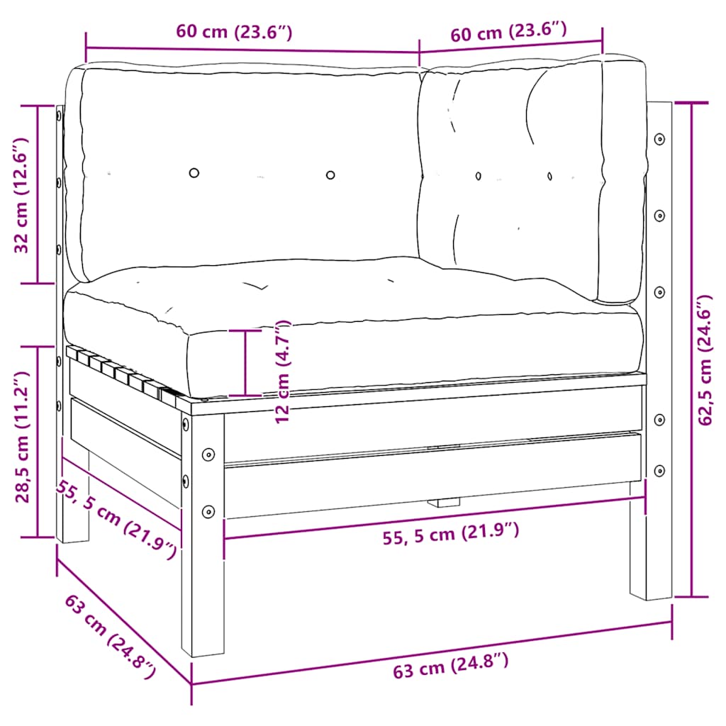 3-delige Loungeset met grijze kussens massief grenenhout is nu te koop bij PeponiXL, paradijselijk wonen!
