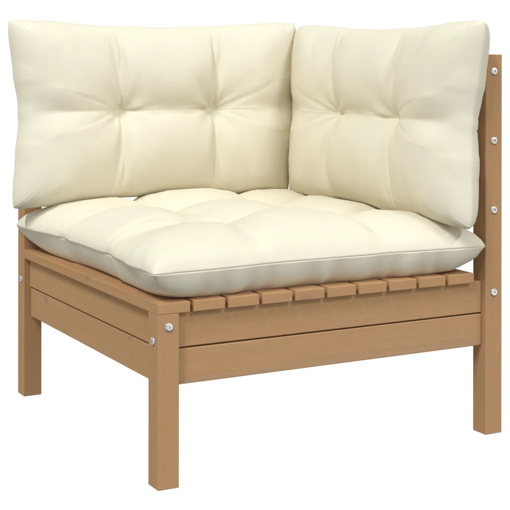 3-delige Loungeset met crèmekleurige kussens massief grenenhout is nu te koop bij PeponiXL, paradijselijk wonen!