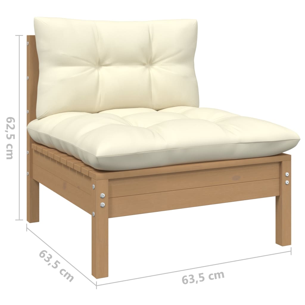 3-delige Loungeset met crèmekleurige kussens massief grenenhout is nu te koop bij PeponiXL, paradijselijk wonen!