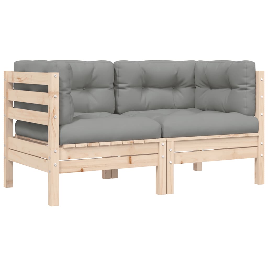 3-delige Loungeset met grijze kussens massief grenenhout is nu te koop bij PeponiXL, paradijselijk wonen!