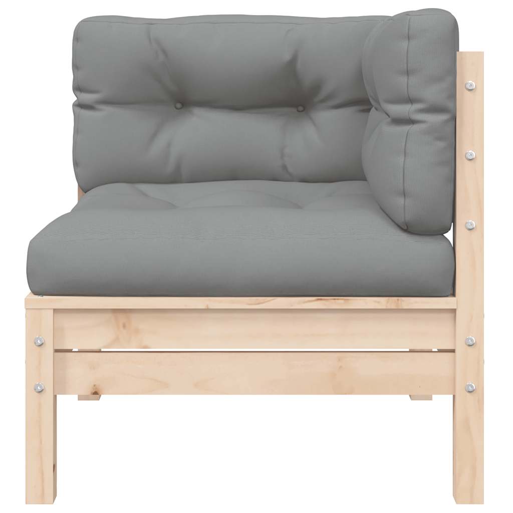 3-delige Loungeset met grijze kussens massief grenenhout is nu te koop bij PeponiXL, paradijselijk wonen!