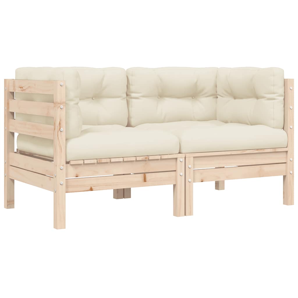 3-delige Loungeset met crèmekleurige kussens massief grenenhout is nu te koop bij PeponiXL, paradijselijk wonen!