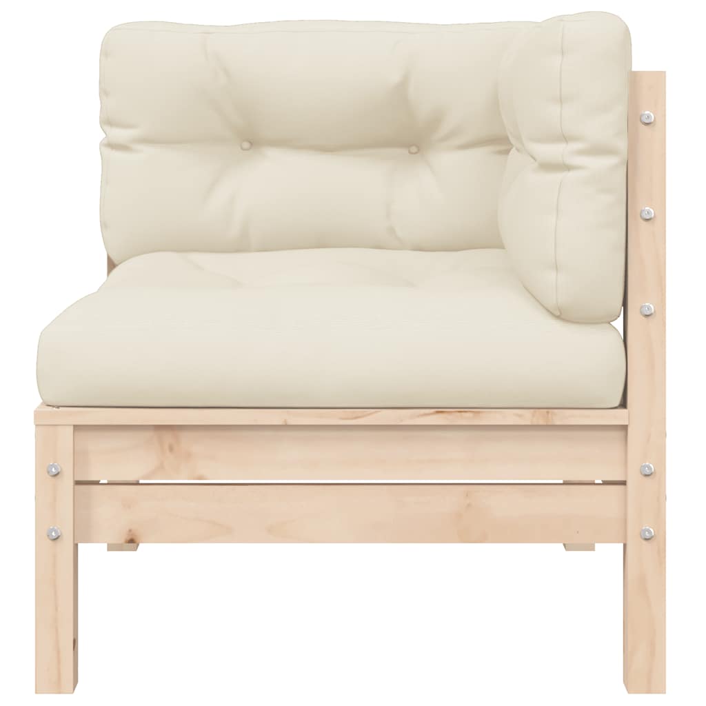 3-delige Loungeset met crèmekleurige kussens massief grenenhout is nu te koop bij PeponiXL, paradijselijk wonen!