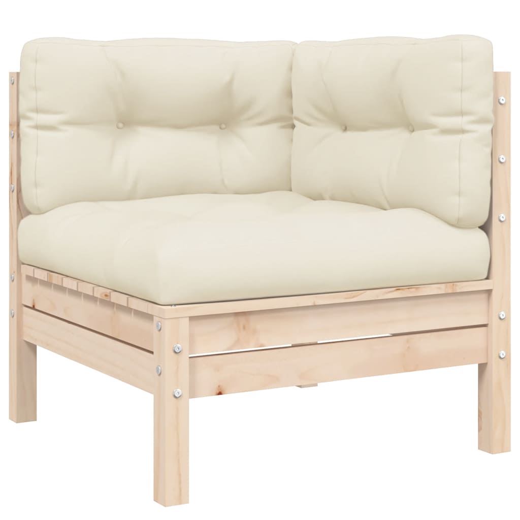 3-delige Loungeset met crèmekleurige kussens massief grenenhout is nu te koop bij PeponiXL, paradijselijk wonen!