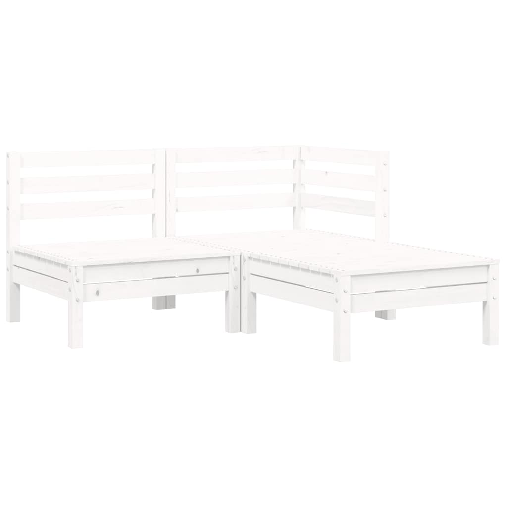 3-delige Loungeset met kussens massief grenenhout wit is nu te koop bij PeponiXL, paradijselijk wonen!