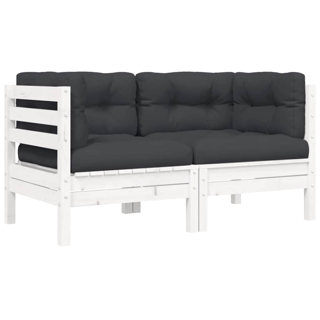 3-delige Loungeset met kussens massief grenenhout wit is nu te koop bij PeponiXL, paradijselijk wonen!