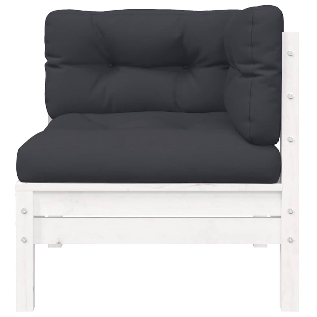 3-delige Loungeset met kussens massief grenenhout wit is nu te koop bij PeponiXL, paradijselijk wonen!