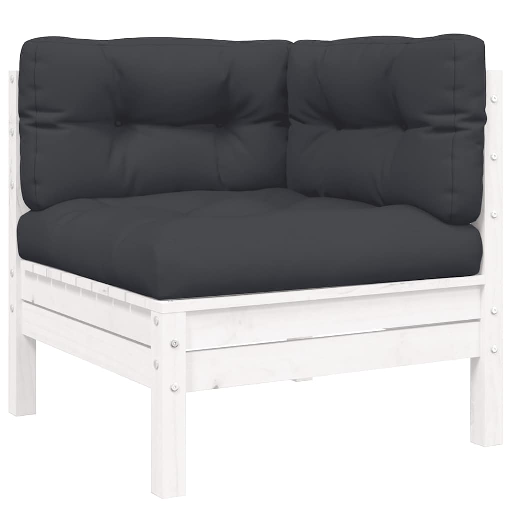 3-delige Loungeset met kussens massief grenenhout wit is nu te koop bij PeponiXL, paradijselijk wonen!