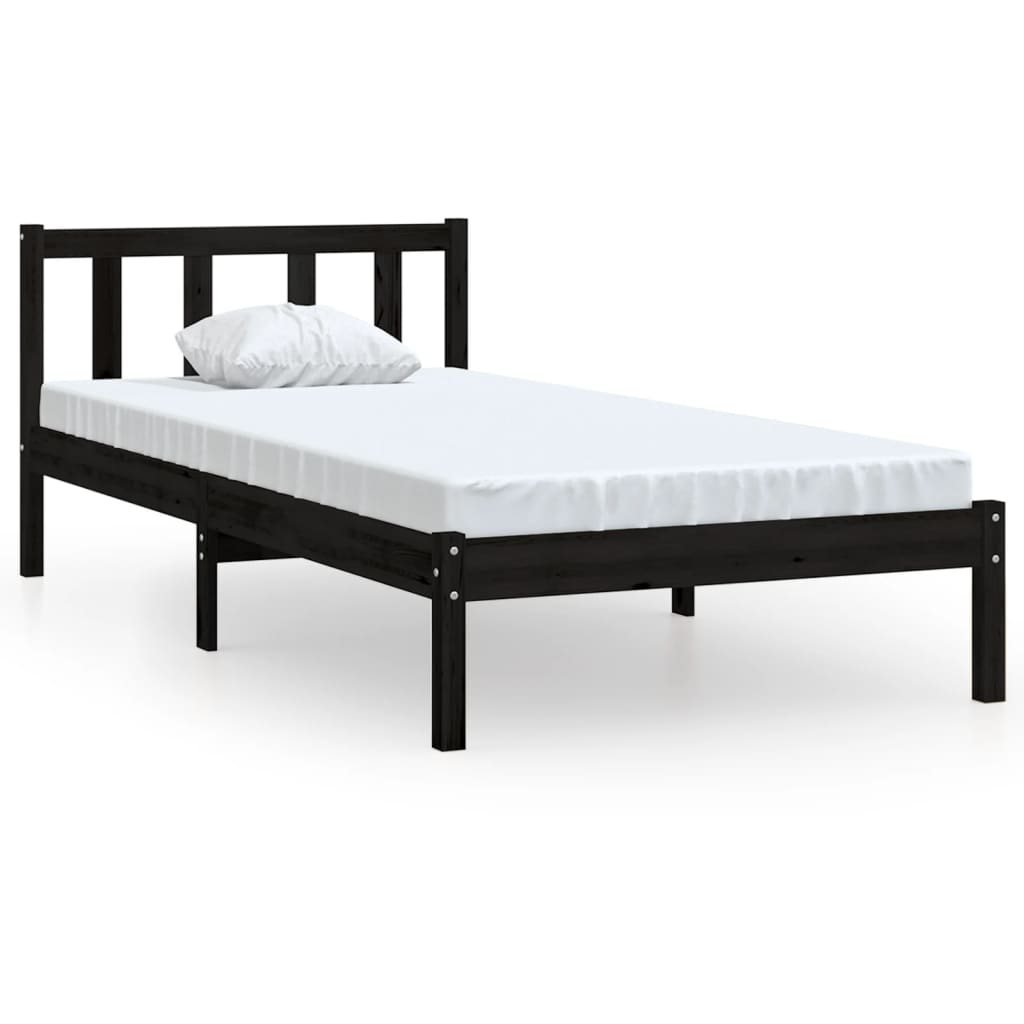 Bedframe massief grenenhout zwart 75x190 cm is nu te koop bij PeponiXL, paradijselijk wonen!