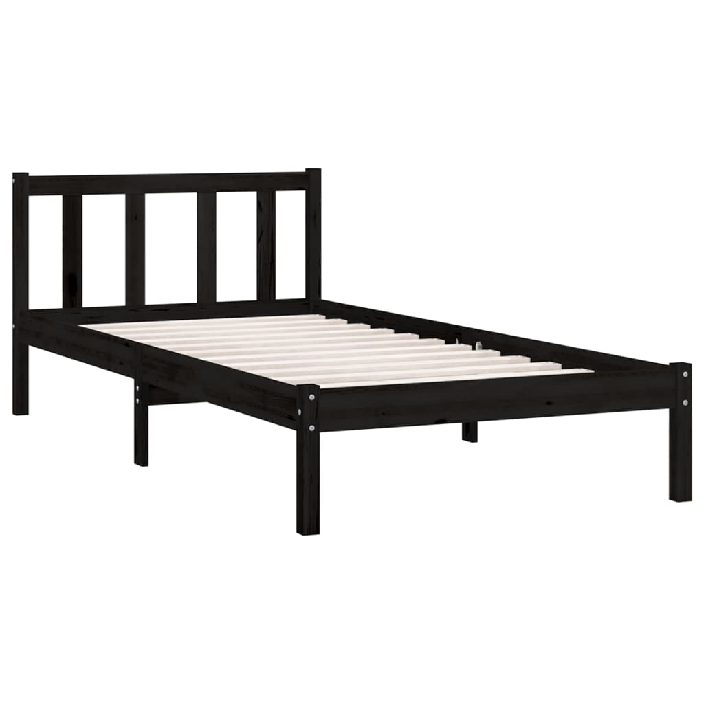 Bedframe massief grenenhout zwart 75x190 cm is nu te koop bij PeponiXL, paradijselijk wonen!