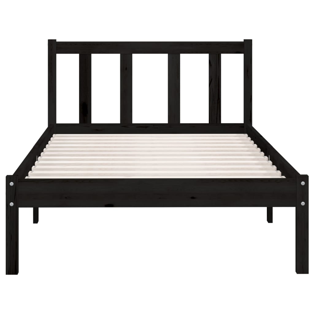 Bedframe massief grenenhout zwart 75x190 cm is nu te koop bij PeponiXL, paradijselijk wonen!