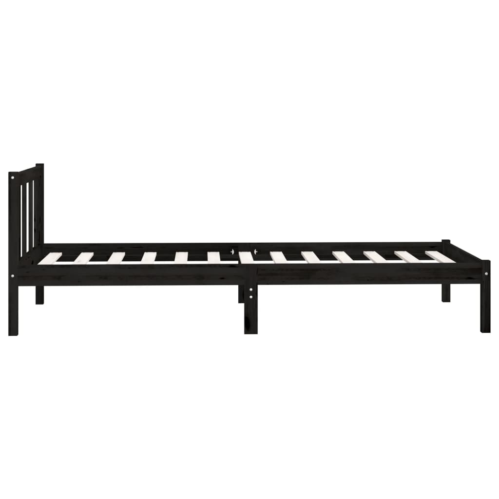 Bedframe massief grenenhout zwart 75x190 cm is nu te koop bij PeponiXL, paradijselijk wonen!
