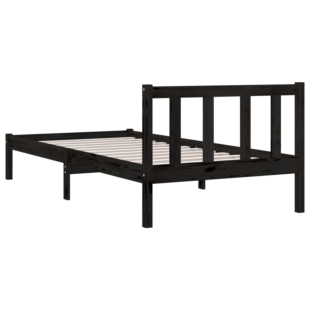 Bedframe massief grenenhout zwart 75x190 cm is nu te koop bij PeponiXL, paradijselijk wonen!